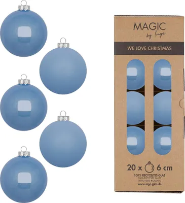 Weihnachtskugeln Glas 6cm 20 Stück - Airy Blue