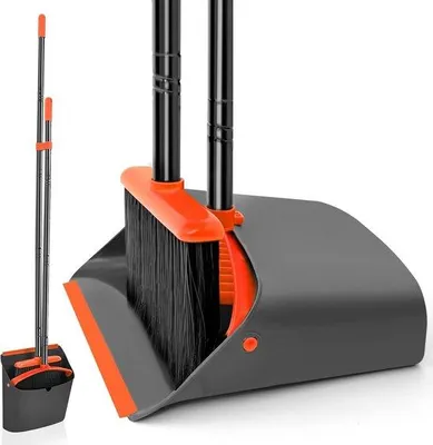 Produktbild von Schwarze Besen und Kehrschaufel Set für Haus und Garten