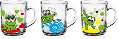 Produktbild von 6 Tassen Frosch-Motiv Becher 220 ml Teegläser Kindergläser Trinkgläser