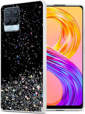 Produktbild von Cadorabo Hülle für Realme 8 4G / 8 PRO in Schwarz mit Glitter Schutzhülle aus flexiblem TPU Silikon mit funkelnden Glitter Case Cover Etui Handy Hülle