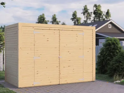 Produktbild von WOODTEX Naturbelassen Bikebox Geräteschrank Velo Rhombusprofil 18 Mm Fichtenholz, Sicherheitsüberfall, Elementbauweise, Einfache Montage, Gartenhaus Aufbewahrung
