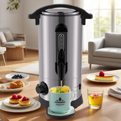 Produktbild von Eikuavons Glühweinkocher 8 L, 1500 W, 304 Edelstahl, mit Tropfschale, Zapfhahn, Thermostat und Warmhaltefunktion