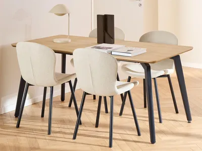 Produktbild von Essgruppe >Cadiz< (5-teilig) in beige / Eiche Nachbildung - 160x75x90 (BxHxT)
