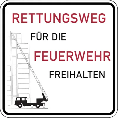 Produktbild von Hinweisschild Feuerwehrzufahrt, Rettungsweg - 500x500x2 mm Aluminium 2 mm, RA1