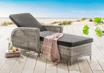 Produktbild von Destiny Gartenliege CASA 202x83x58cm inkl. Auflage, Polyrattan, vintage weiß