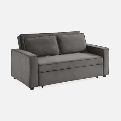 Immagine prodotto di sweeek - Divano letto a 3 posti con rivestimento in velluto a coste L 172,5 x P 91,5 x A 88,5 cm - Chill - Grigio