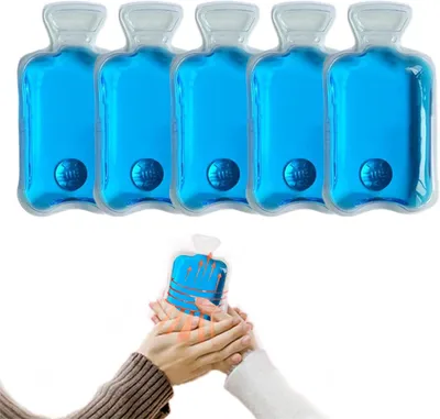Produktbild von Set von 5 Mini-Warmwasserflaschen, Wiederverwendbare Handwärmer, 130°C, für kalte Tage und Büro