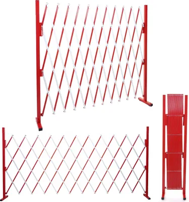 Immagine prodotto di Griglia di protezione HWC-B34, griglia di protezione a forbice estensibile, alluminio rosso-bianco ~ altezza 153 cm, larghezza 36-300 cm