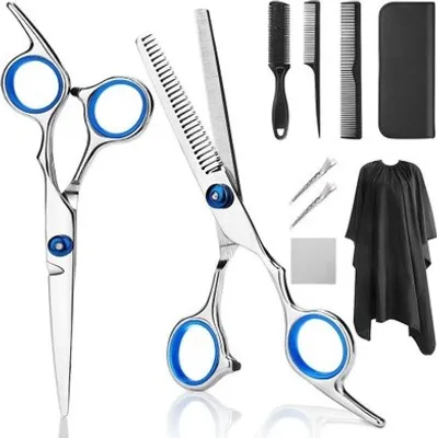 Produktbild von Professionell Haarschere Set,Haarschneideschere Set 10Stk,Ausdünnende Schere, Rasiermesserkamm,Friseurscheren-Set