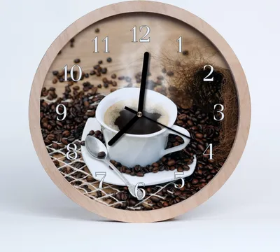 Produktbild von Holzuhr 20fi cm wanduhr - Tasse Kaffee