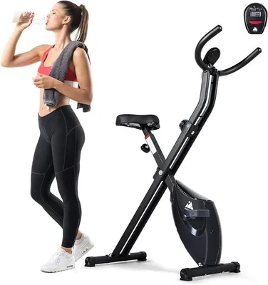 Image de Vélo d'appartement, vélo d'appartement pliable avec écran LCD, 8 niveaux de résistance, vélo d'appartement stationnaire, vélo d'appartement pour un usage domestique, capacité de charge maximale : 120 kg