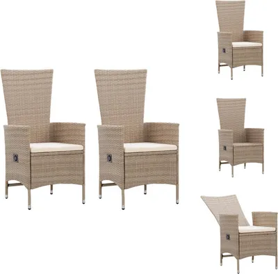 Produktbild von vidaXL Gartenstühle 2 Stk. mit Auflagen Poly Rattan Beige -  Gartenstühle