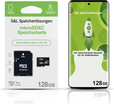 Produktbild von microSD Speicherkarte S&L für Xiaomi Redmi Note 14 Pro 4G - Speicherkapazität: 128 GB