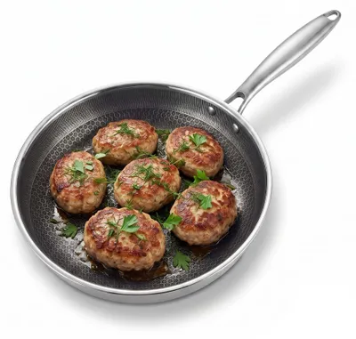 Produktbild von Bratpfanne Ø28 cm – Edelstahl Induktion Pfanne mit Antihaft-Wabenstruktur, Schmorpfanne mit ergonomischem Griff, ofenfest & leicht zu reinigen