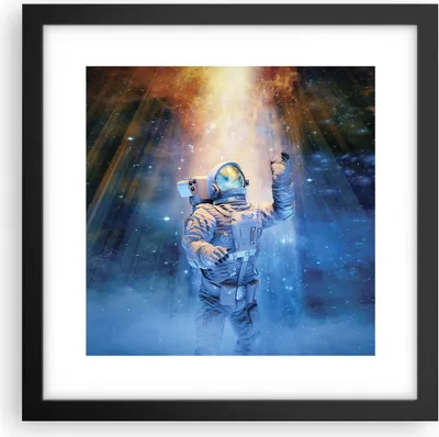 Produktbild von Gerahmtes Poster - Schwarzer Rahmen - Astronaut Licht Kosmos - 30x30 cm - Wand Bild - Wanddeko - Wandbilder - Kunstposter - Wandposter - Bilderrahmen - Bilder - Kunstdruck - P2BAC30x30-4672
