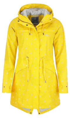 Produktbild von Leitfeuer Damen Regenmantel Kurzmantel mit Allover-Print Muschel – PolyurethanRegenjacke Outdoorjacke wasserdicht winddicht in Gelb Größe 36