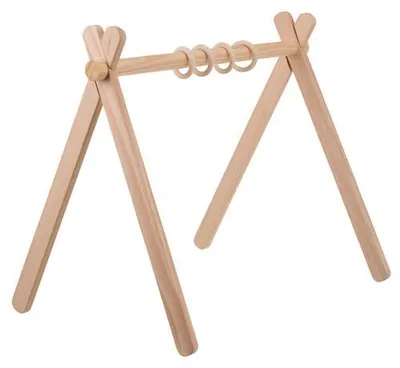 Productafbeelding van Houten babygym met standaard en 4 ophangringen, afmetingen 64x43x52 cm