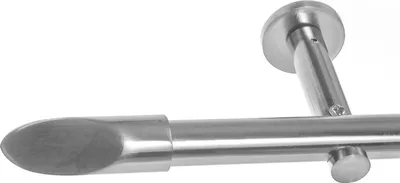 Produktbild von BASIT® Gardinenstange Set Edelstahl Look Metall Ø 19mm zur Wandbefestigung 1-lauf Schräge, Länge wählbar H19E66