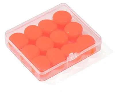 Produktbild von Ohrstöpsel zum Schlafen & Schwimmen, 6 Paar, wiederverwendbar, geräuschreduzierend, Silikon, wasserdicht, orange