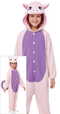 Productafbeelding van Kattenpak voor carnaval, paars, dierenkostuum met capuchon en schattige staart. Dierenhelden outfit voor carnaval, maat: 110/116, kleur: paars
