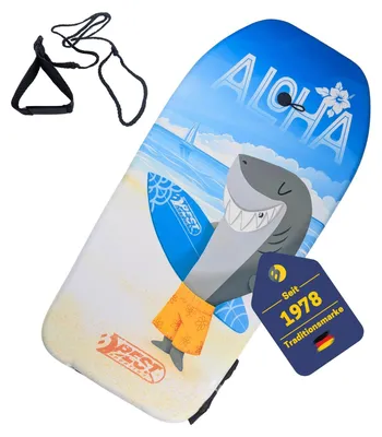 Produktbild von Best Sporting Bodyboard Kinder in tierischem Hai-, Delfin- oder Schildkröten-Design I Surfbrett Kinder 92 x 46 x 5 cm bis 75 kg I Surfboard Kinder I Body Board Kinder I Bodyboards fürs Surfen, Design:Aloha