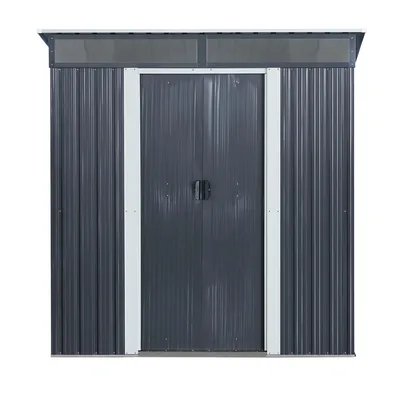 Produktbild von 4iQ Gerätehaus Metall 2,3 m² 195x121 cm Bodenrahmen Geräteschuppen Anthrazit