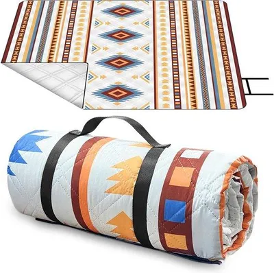 Produktbild von Famanu Picknickdecke 200 x 200 cm - Boho, sandfrei, tragbar und waschbar