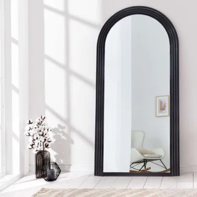 Produktbild von Design Rundbogen Spiegel 160x80cm FORMOSA schwarz Wandspiegel