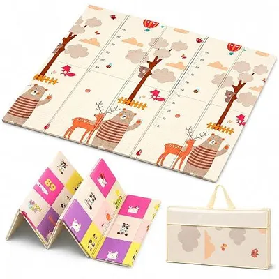 Imagen del producto de Alfombra de juego para niños, 200x180x1 cm, alfombra para gatear para bebés, plegable, diseño de panda
