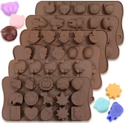 Produktbild von Silikon-Schokoladenformen - 76 Tier-Motive - Backform für Süßigkeiten und Eiswürfel - 6 Stück