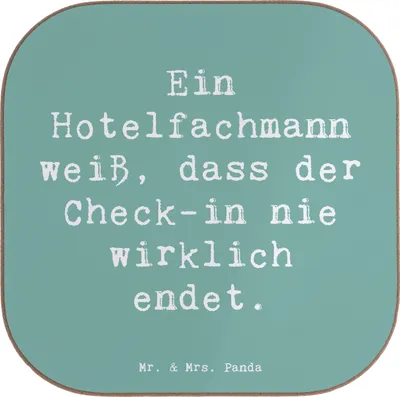 Produktbild von Mr. & Mrs. Panda Untersetzer für Gläser Spruch Hotelfachmann Lebensweisheit - Meeresbrise - Geschenk, personalisierte Geschenke, Coaster, Tasse, Flexibilität, Beruf