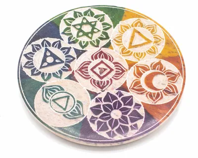Imagen del producto de Porta Incienso en Disco de Esteatita 10cm - Siete Chakras