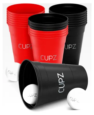 Produktbild von Becher Set 22 Hartplastikbecher - Wiederverwendbar und Spülmaschinenfest - für Erwachsene - 16oz / 473ml - (11 Schwarz + 11 Rot)