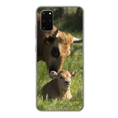 Produktbild von MuchoWow® Handyhülle Schutzhülle Hülle für Samsung Galaxy S20 Plus Kuh - Gras - Horn - Kalb Silikon Softcase Handy Hülle - Hartschale