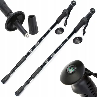 Produktbild von Nordic-Walking-Stöcke 2 Stk. Verstellbar 63-135Cm Antishock Mit Kompass