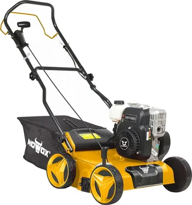 Mowox® PS 4015 P-N Benzin Vertikutierer für Rasenflächen bis 1200m², 45L Gewebefangsack, Arbeitsbreite Lüften / Vertikutieren 40 cm / 40 cm, Höhenverstellung
