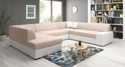 Obrázek produktu pro Sedací souprava do U VALTRUDA - bílá / béžová, levý roh