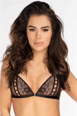 Zdjęcie produktu dla V-10651 BRA soft czarny L, Elegancki miękki biustonosz wykonany z najdelikatniejszej kwiatowej koronki