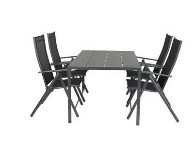 Produktbild von greemotion Gartenmöbel-Set Merida anthrazit mit Tisch und Klappsesseln 5-teilig