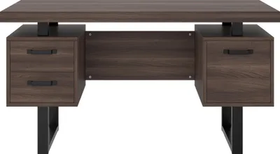 Zdjęcie produktu dla Biurko biurowe – Prosty, nowoczesny design – 135 x 54 cm – Duża powierzchnia robocza – Cicha szuflada – Efektywne przechowywanie – Wymagany montaż – Brązowe