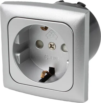 Produktbild von C-Line Presto Inprojal CBE Steckdose Schuko + Abdeckrahmen + Isodose 220 / 230 Volt silber