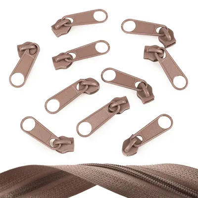 10 Reißverschluss Zipper für Endlosreißverschluss, 5mm, beigerot