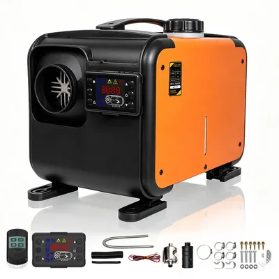 Zdjęcie produktu dla Kompletny zestaw 8 kW, olejowa grzałka powietrzna 12V/24V, przenośna grzałka stojąca z pilotem LCD, idealna do ogrzewania samochodów, kamperów, ciężarówek, łodzi i namiotów