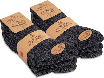 Produktbild von Footstar Herren Winter Wollsocken (6 Paar) Norweger Socken mit Frottee Plüschsohle - Grau-Melange 43-46