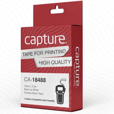 Image de Capture 12 mm x 3,5 m noir sur blanc, CA-18488