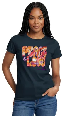Produktbild von Spreadshirt Woodstock Peace Love Hippie Design Frauen T-Shirt, M, Navy