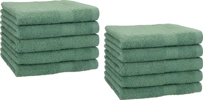 Produktbild von Betz 10 Stück Gästetücher 30x50 cm PREMIUM 100% Baumwolle Set Händehandtücher  Farbe: tannengrün