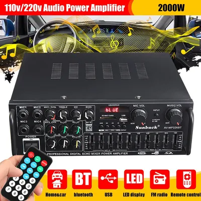 Produktbild von 2000W HIFI Verstärker Stereo-Verstärker Bluetooth 5.0 Power Radio FM+4 Mic-Eingang