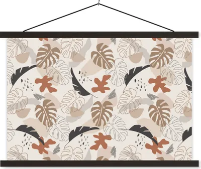 Produktbild von MuchoWow® Textilposter Sommer - Monstera - Braun 60x40 cm mit schwarzem Rahmen - Hölzernes