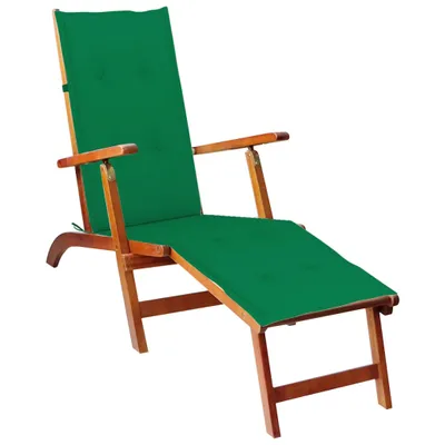 Image de vidaXL Chaise longue avec repose-pieds et support en bois massif d'acacia